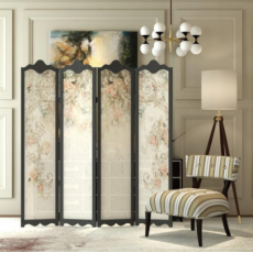 时带家居 柏木 45*200 其他材质屏风类 美式 欧式 时尚 简约 布艺 纱制 花蔓（WYC）