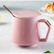 美厨（maxcook）茶杯陶瓷杯马克杯 水杯泡茶杯带盖带勺 咖啡杯早餐杯办公室喝水杯 380ml天蓝色MCB410