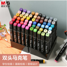 晨光(M&G)文具60色双头酒精性速干马克笔 袋装油性学生款水彩笔 纤维笔头宽头约7mm 绘画手绘涂鸦APMV1415