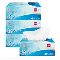 得力盒装抽式面巾纸(白)(3盒/提)（12提箱）