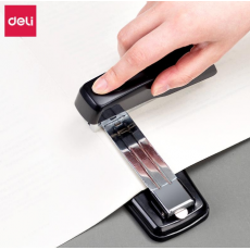 得力(deli)12#50页旋转式订书机 厚层订书器 中缝装订 临时装订可拆 办公用品 黑色0414S