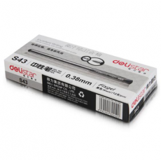 得力 S43 优雅十字纹细杆财务中性笔 黑色 0.38mm全针管 单支