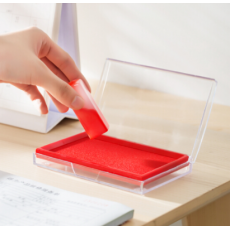 得力(deli)137*88mm透明外壳方形快干印台印泥 办公用品 红色9864