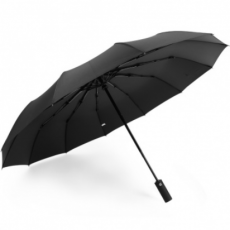 12骨黑胶全自动晴雨伞 商务抗风折叠雨伞