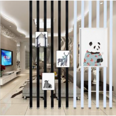 虎爵 屏风隔断定制简约现代中式屏风座屏木隔断实木纹客厅玄关立柱竖条，定制产品不支持退货 木质黑色 尺寸支持定制请联系客服非商品价格）