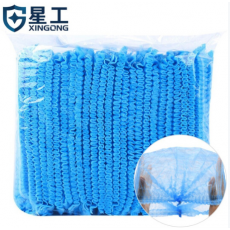 星工（XINGGONG）一次性头套 无纺布帽子条形隔离帽厨房打扫无尘帽套加厚防尘帽 蓝色100只