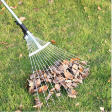 可伸缩园林落叶耙钢丝耙农具耙子不锈钢农用工具圆头草耙搂草耙别墅公园绿化带打扫钢丝耙 小号伸缩耙-九齿