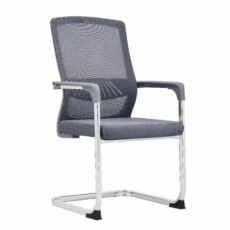 弓形办公椅舒服久坐办公室会议座椅职员椅靠背电脑椅家用 灰色 钢制脚