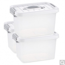 亮彩手提收纳箱 8升3只装特小号家用整理 储物箱 透明色