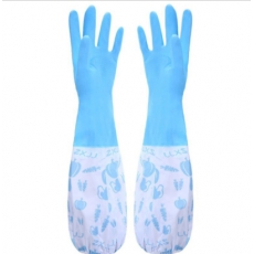 云洁 洗碗洗衣加绒加长橡胶手套 1双装 缩口长袖加厚保暖型绒里手套 洗碗胶皮家务手套