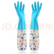 加长加红绒胶皮手套 家务保暖清洁手套