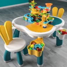 万高（Wangao）儿童拼装积木玩具兼容乐高大小颗粒积木桌子多功能收纳男女孩游戏萌兔学习桌拼装60099140